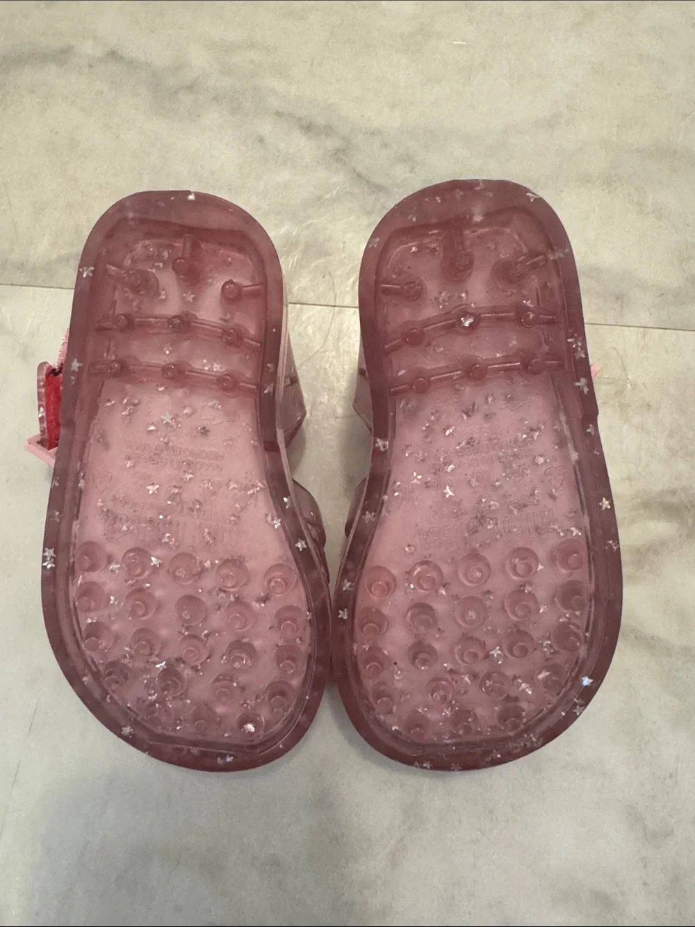 Mini Melissa Pink Glitter Jelly Sandals with Star Insole